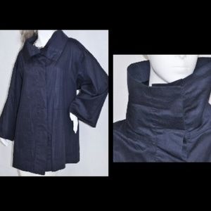 Silky Cotton Funnel Collar Swing Jacket Coat M